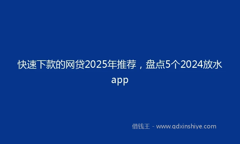 快速下款的网贷2025年推荐，盘点5个2024放水app