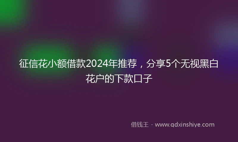 征信花小额借款2024年推荐，分享5个无视黑白花户的下款口子