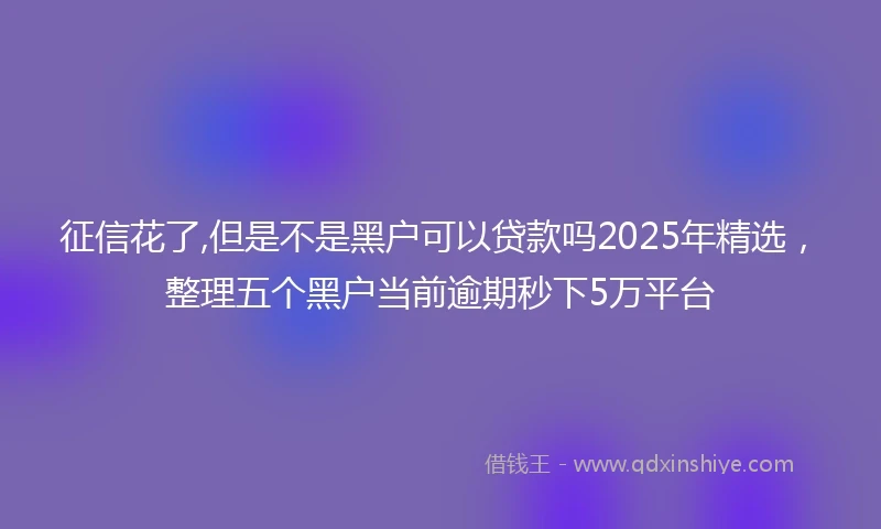 征信花了,但是不是黑户可以贷款吗2025年精选，整理五个黑户当前逾期秒下5万平台