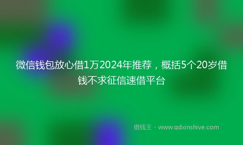微信钱包放心借1万2024年推荐,概括5个20岁借钱不求征信速借平台