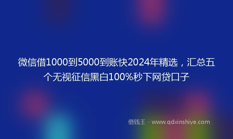 微信借1000到5000到账快2024年精选，汇总五个无视征信黑白100%秒下网贷口子