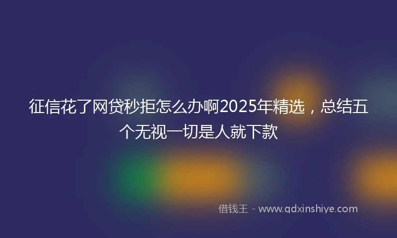 征信花了网贷秒拒怎么办啊2025年精选，总结五个无视一切是人就下款