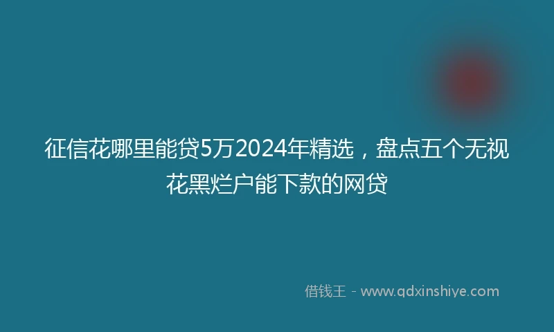 征信花哪里能贷5万2024年精选，盘点五个无视花黑烂户能下款的网贷