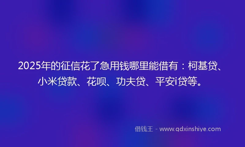 2025年的征信花了急用钱哪里能借有：柯基贷、小米贷款、花呗、功夫贷、平安i贷等。