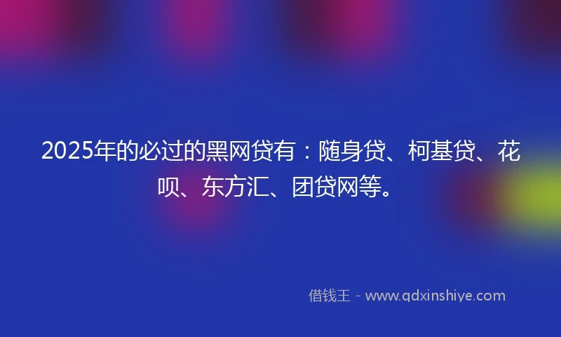 2025年的必过的黑网贷有：随身贷、柯基贷、花呗、东方汇、团贷网等。
