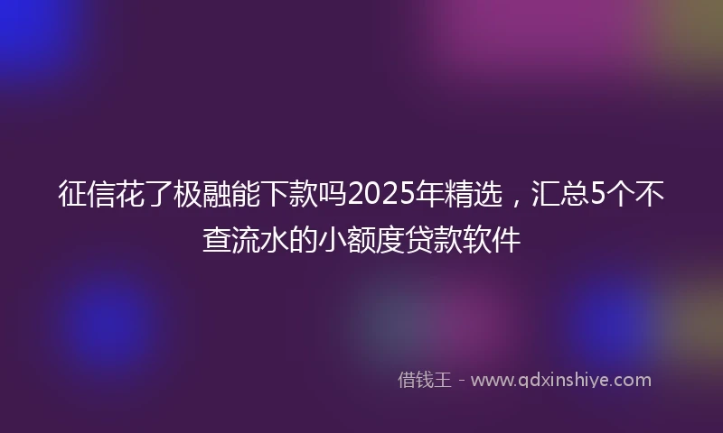 征信花了极融能下款吗2025年精选，汇总5个不查流水的小额度贷款软件