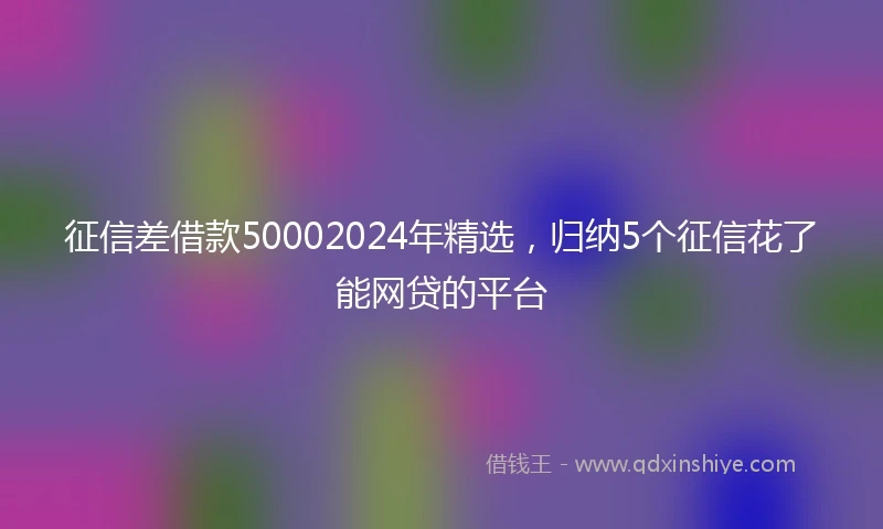 征信差借款50002024年精选，归纳5个征信花了能网贷的平台