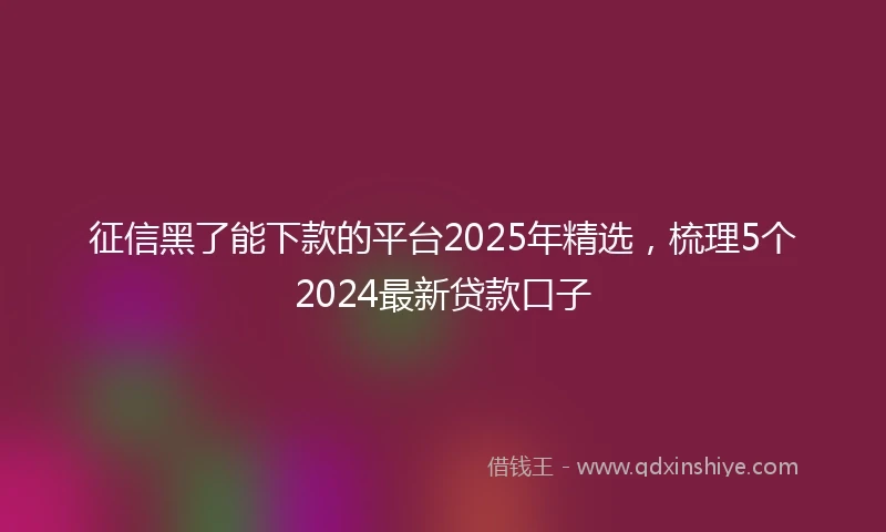 征信黑了能下款的平台2025年精选，梳理5个2024最新贷款口子