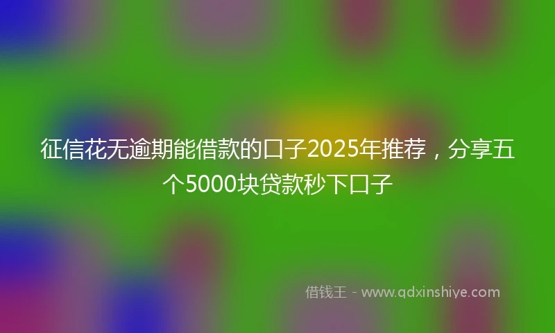 征信花无逾期能借款的口子2025年推荐，分享五个5000块贷款秒下口子