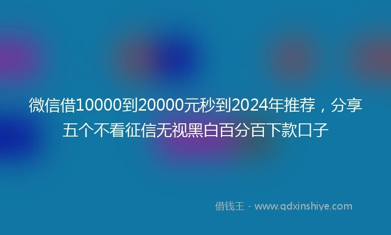 微信借10000到20000元秒到2024年推荐，分享五个不看征信无视黑白百分百下款口子