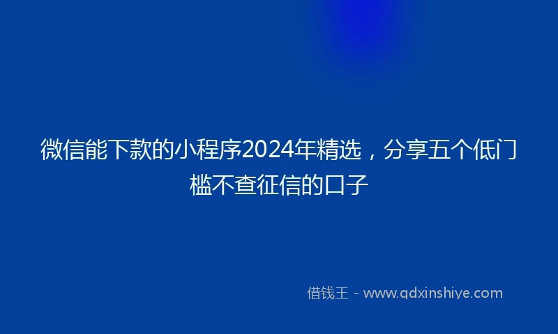 微信能下款的小程序2024年精选，分享五个低门槛不查征信的口子