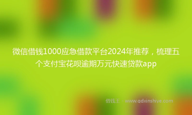 微信借钱1000应急借款平台2024年推荐，梳理五个支付宝花呗逾期万元快速贷款app