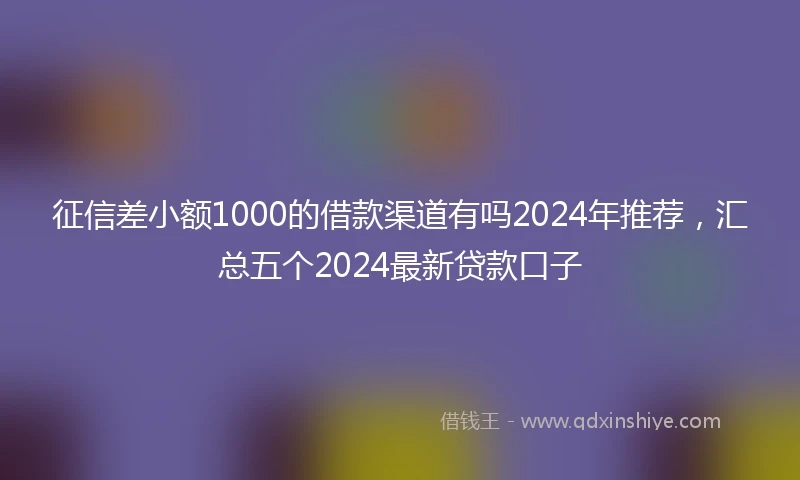 征信差小额1000的借款渠道有吗2024年推荐，汇总五个2024最新贷款口子