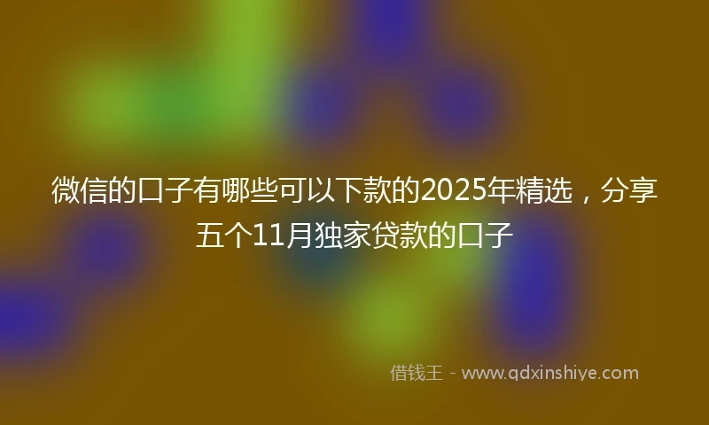 微信的口子有哪些可以下款的2025年精选，分享五个11月独家贷款的口子