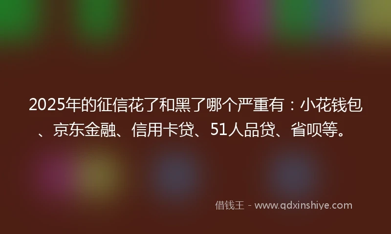 2025年的征信花了和黑了哪个严重有：小花钱包、京东金融、信用卡贷、51人品贷、省呗等。