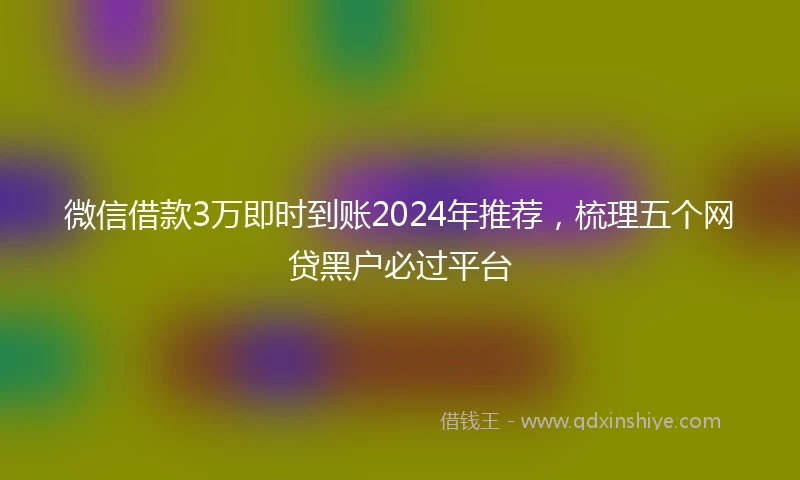 微信借款3万即时到账2024年推荐，梳理五个网贷黑户必过平台
