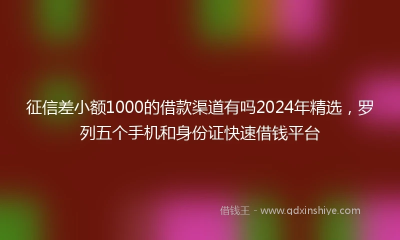 征信差小额1000的借款渠道有吗2024年精选，罗列五个手机和身份证快速借钱平台