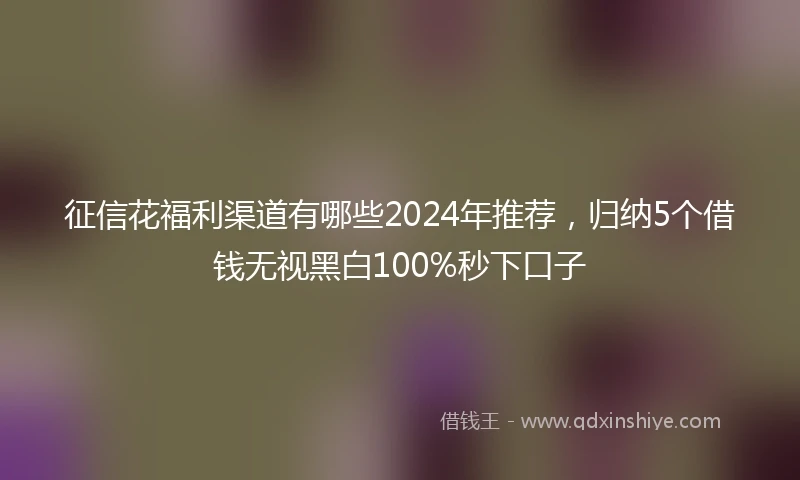 征信花福利渠道有哪些2024年推荐，归纳5个借钱无视黑白100%秒下口子