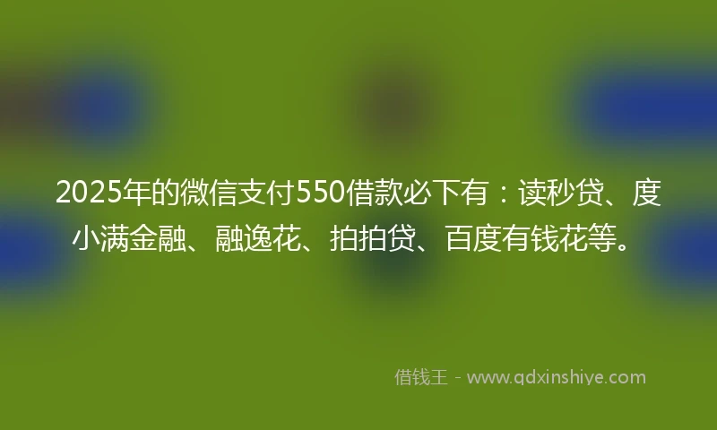 2025年的微信支付550借款必下有:读秒贷、度小满金融、融逸花、拍拍贷、百度有钱花等。