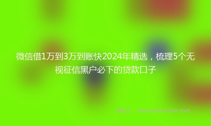 微信借1万到3万到账快2024年精选，梳理5个无视征信黑户必下的贷款口子