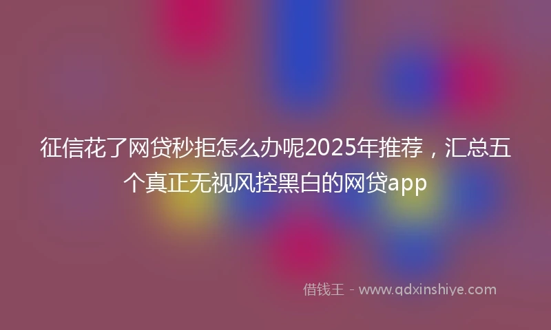 征信花了网贷秒拒怎么办呢2025年推荐，汇总五个真正无视风控黑白的网贷app
