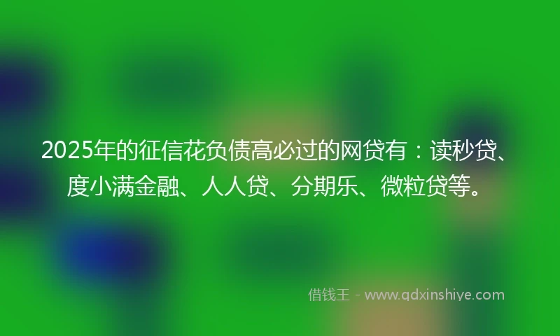 2025年的征信花负债高必过的网贷有：读秒贷、度小满金融、人人贷、分期乐、微粒贷等。