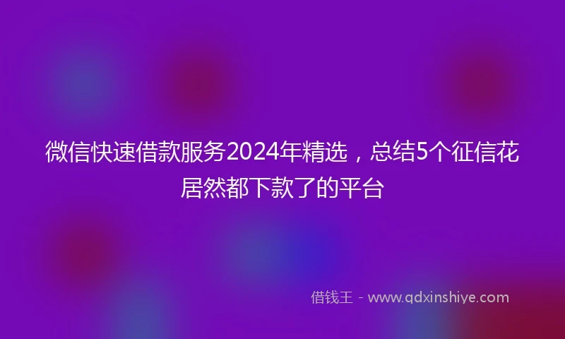 微信快速借款服务2024年精选,总结5个征信花居然都下款了的平台