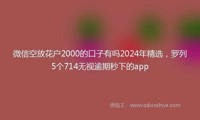 微信空放花户2000的口子有吗2024年精选，罗列5个714无视逾期秒下的app