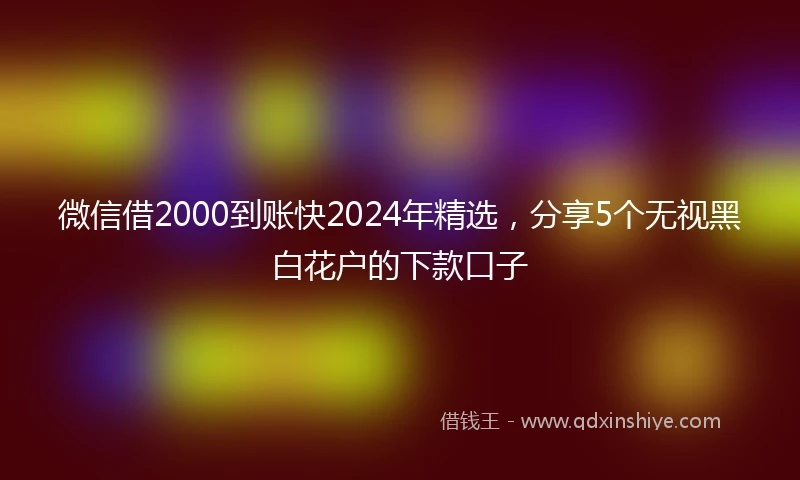 微信借2000到账快2024年精选，分享5个无视黑白花户的下款口子