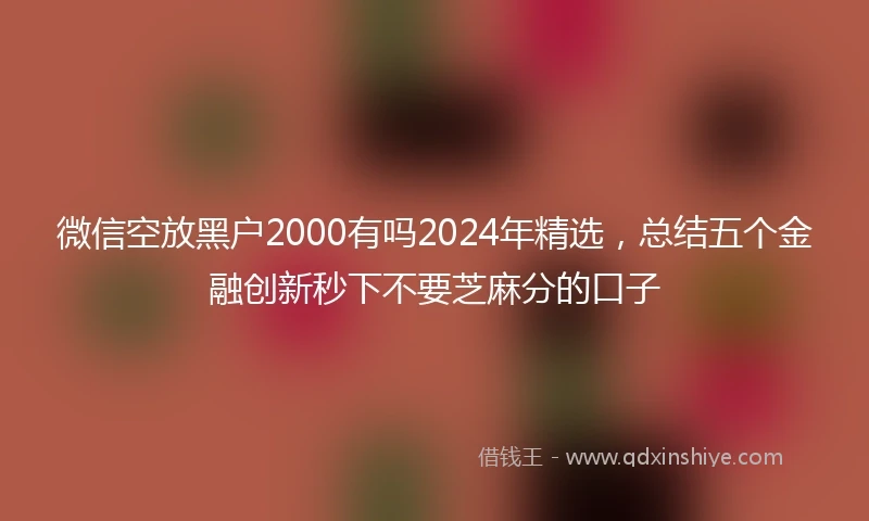 微信空放黑户2000有吗2024年精选，总结五个金融创新秒下不要芝麻分的口子