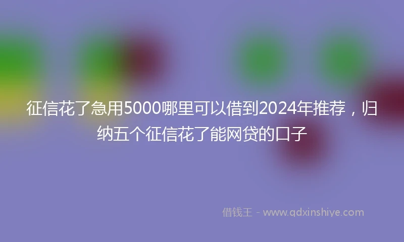 征信花了急用5000哪里可以借到2024年推荐，归纳五个征信花了能网贷的口子