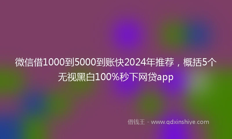 微信借1000到5000到账快2024年推荐，概括5个无视黑白100%秒下网贷app