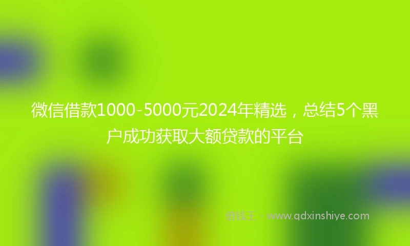 微信借款1000-5000元2024年精选，总结5个黑户成功获取大额贷款的平台