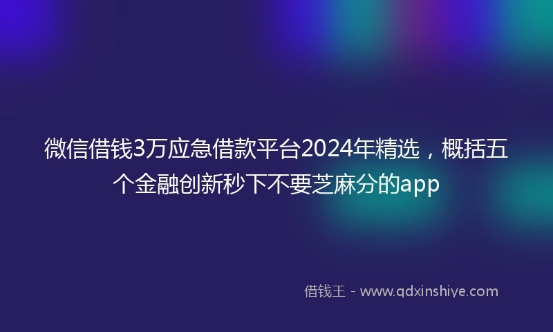 微信借钱3万应急借款平台2024年精选，概括五个金融创新秒下不要芝麻分的app