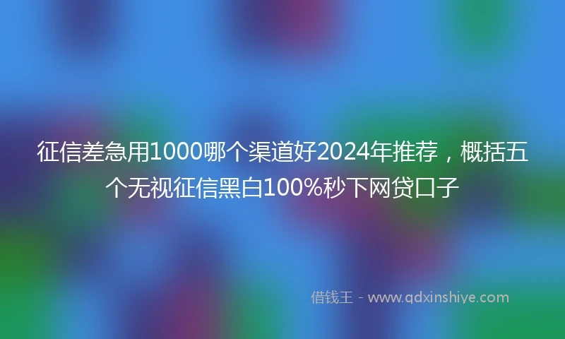 征信差急用1000哪个渠道好2024年推荐，概括五个无视征信黑白100%秒下网贷口子