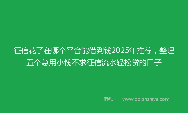 征信花了在哪个平台能借到钱2025年推荐，整理五个急用小钱不求征信流水轻松贷的口子