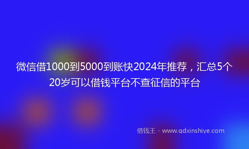 微信借1000到5000到账快2024年推荐，汇总5个20岁可以借钱平台不查征信的平台