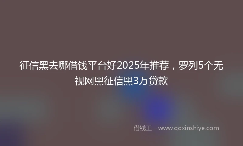 征信黑去哪借钱平台好2025年推荐，罗列5个无视网黑征信黑3万贷款