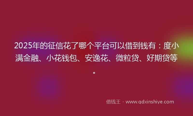 2025年的征信花了哪个平台可以借到钱有：度小满金融、小花钱包、安逸花、微粒贷、好期贷等。