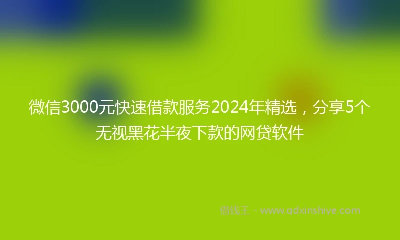 微信3000元快速借款服务2024年精选，分享5个无视黑花半夜下款的网贷软件