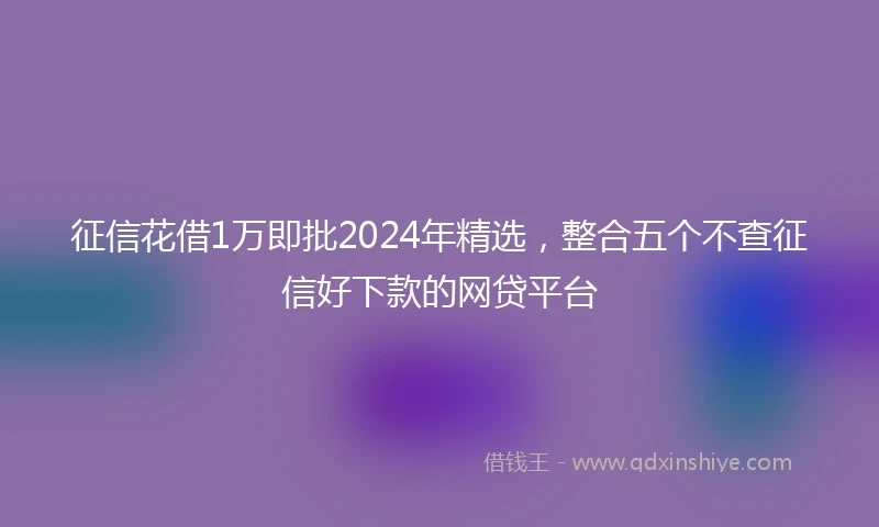 征信花借1万即批2024年精选，整合五个不查征信好下款的网贷平台