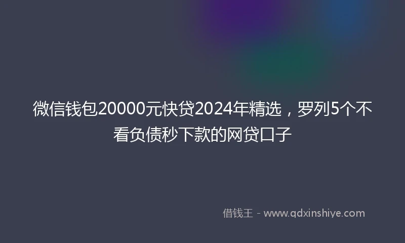 微信钱包20000元快贷2024年精选，罗列5个不看负债秒下款的网贷口子