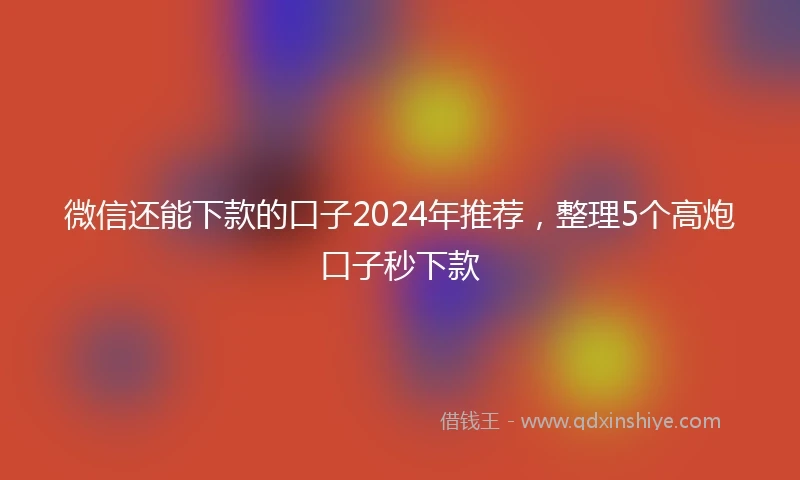 微信还能下款的口子2024年推荐，整理5个高炮口子秒下款