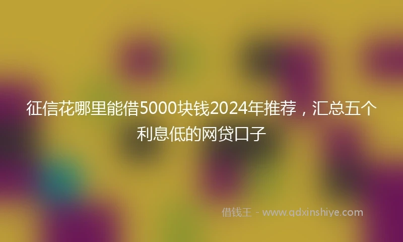 征信花哪里能借5000块钱2024年推荐，汇总五个利息低的网贷口子