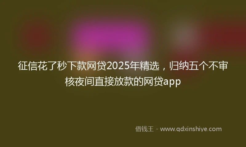 征信花了秒下款网贷2025年精选，归纳五个不审核夜间直接放款的网贷app