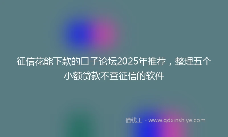 征信花能下款的口子论坛2025年推荐，整理五个小额贷款不查征信的软件