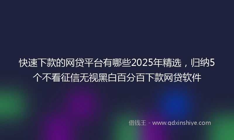 快速下款的网贷平台有哪些2025年精选,归纳5个不看征信无视黑白百分百下款网贷软件
