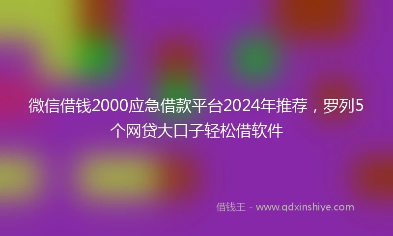 微信借钱2000应急借款平台2024年推荐，罗列5个网贷大口子轻松借软件