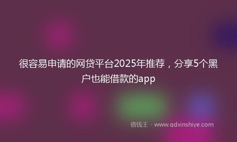 很容易申请的网贷平台2025年推荐，分享5个黑户也能借款的app