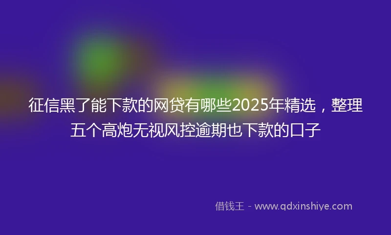 征信黑了能下款的网贷有哪些2025年精选，整理五个高炮无视风控逾期也下款的口子